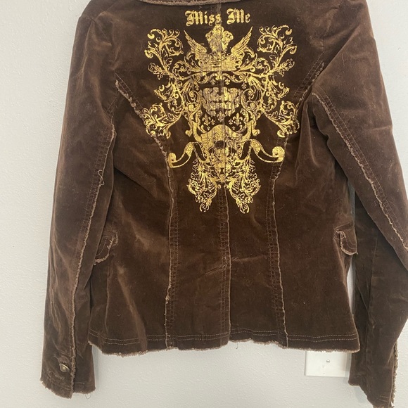 Miss Me Gold Collection brown Velvet Jacket Blazer size medium - Picture 5 of 7